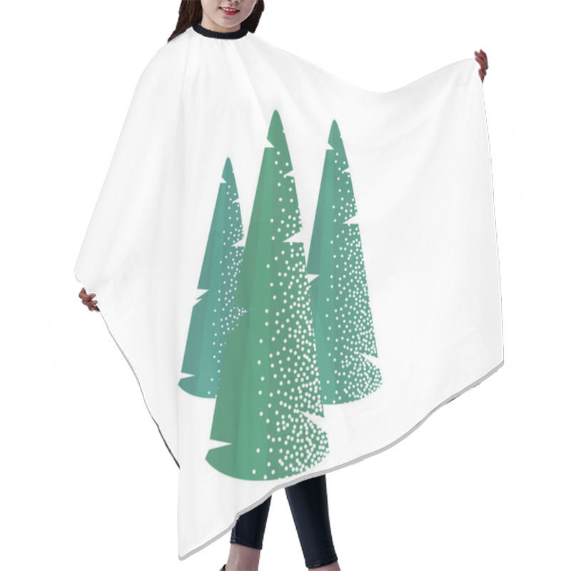 Personality  Fir Tree With Snow Texture. Pine Xmas Vector Illustration Isolated On White Background. Simple Flat Cartoon Green Spruce Plant For Christmas Decorating. Hair Cutting Cape