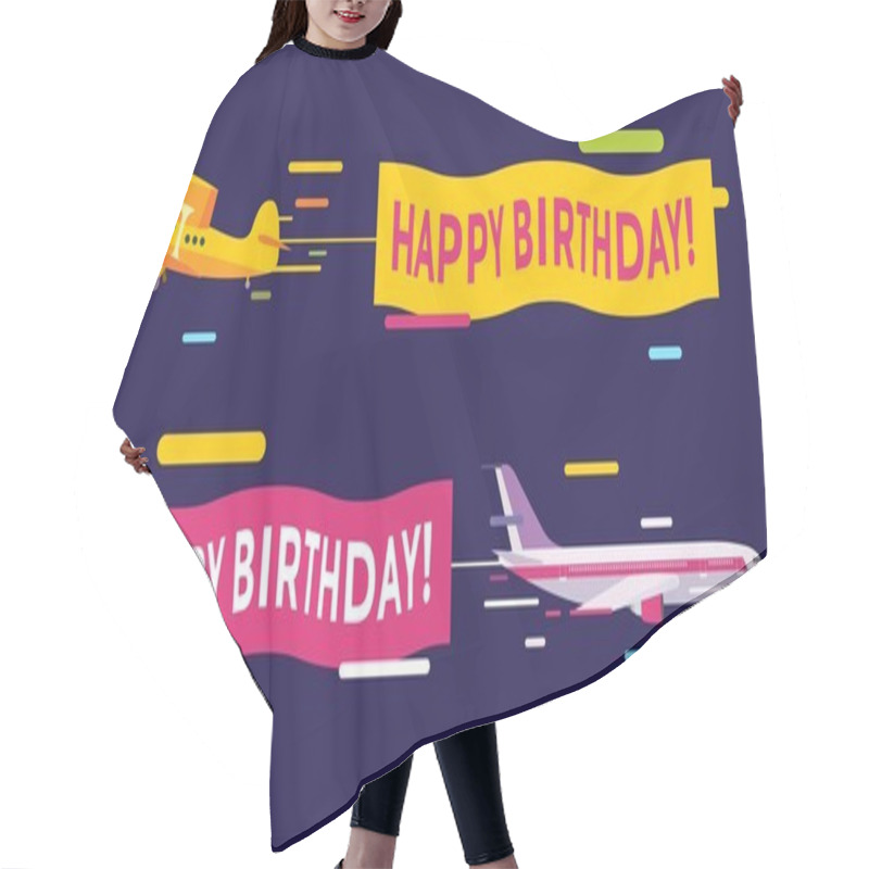 Personality  Plane Flying With Advertising Banners Hair Cutting Cape