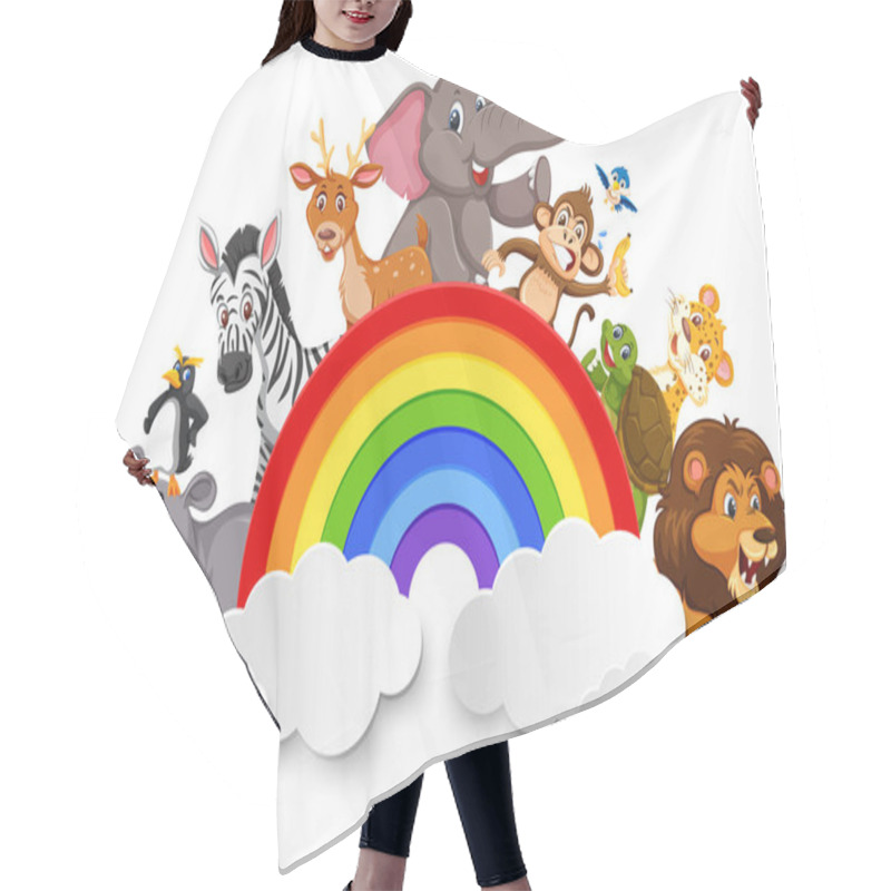 Personality  Wild Animals And Rainbow Template Illustration Hair Cutting Cape