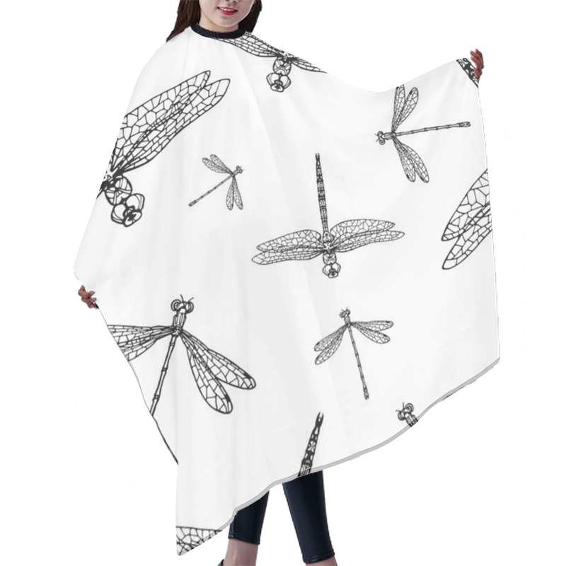 Personality  Seamless Pattern With Dragonflies Hair Cutting Cape