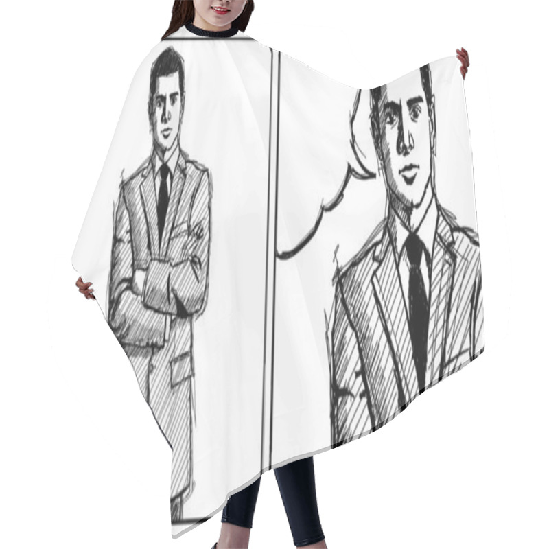 Personality  Sketch Man Businessman In Suit Hair Cutting Cape