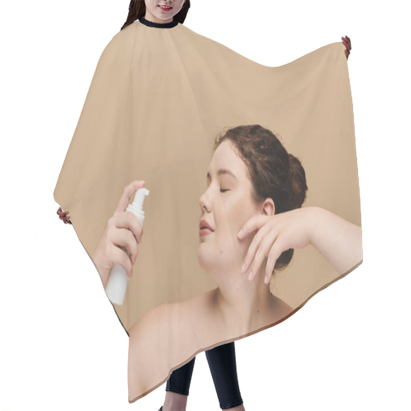 Personality  A Confident Woman Enjoys A Moment Of Self Care While Applying Moisturizer, Radiating Beauty. Hair Cutting Cape