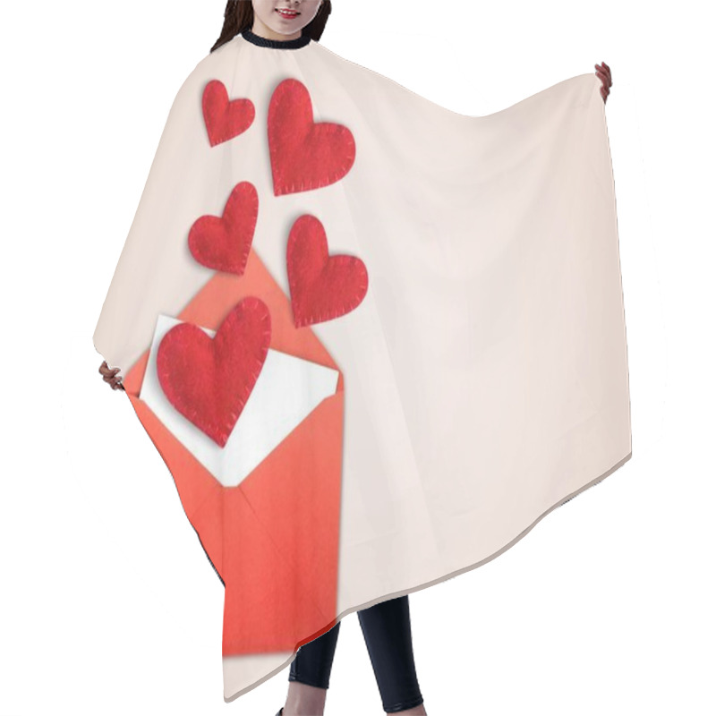 Personality  Valentine's Day Background With Red Hearts And Envelope Hair Cutting Cape