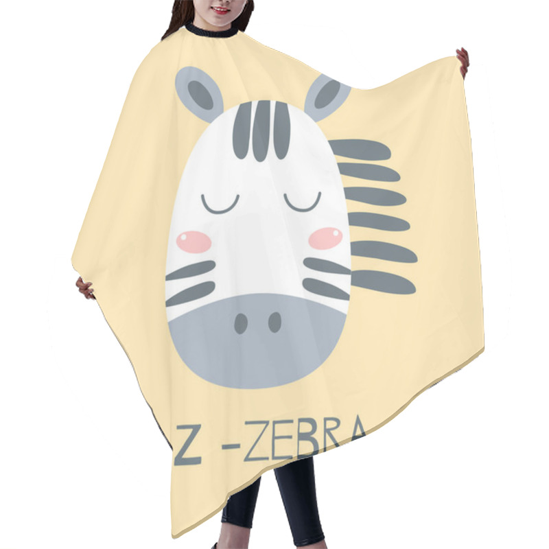 Personality  Cute Zebra Face. Simple Kids Safari Animal Head Icon For Baby Nursery Wall Art. Kids Zebra Print African Animal Illustration Poster, T-shirt, Kids Apparel, Invitation Simple Scandinavian Child Design. Hair Cutting Cape