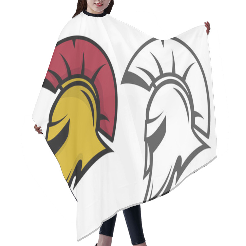 Personality  Spartan Warrior Helmet. Sports Team Emblem Template.  Hair Cutting Cape