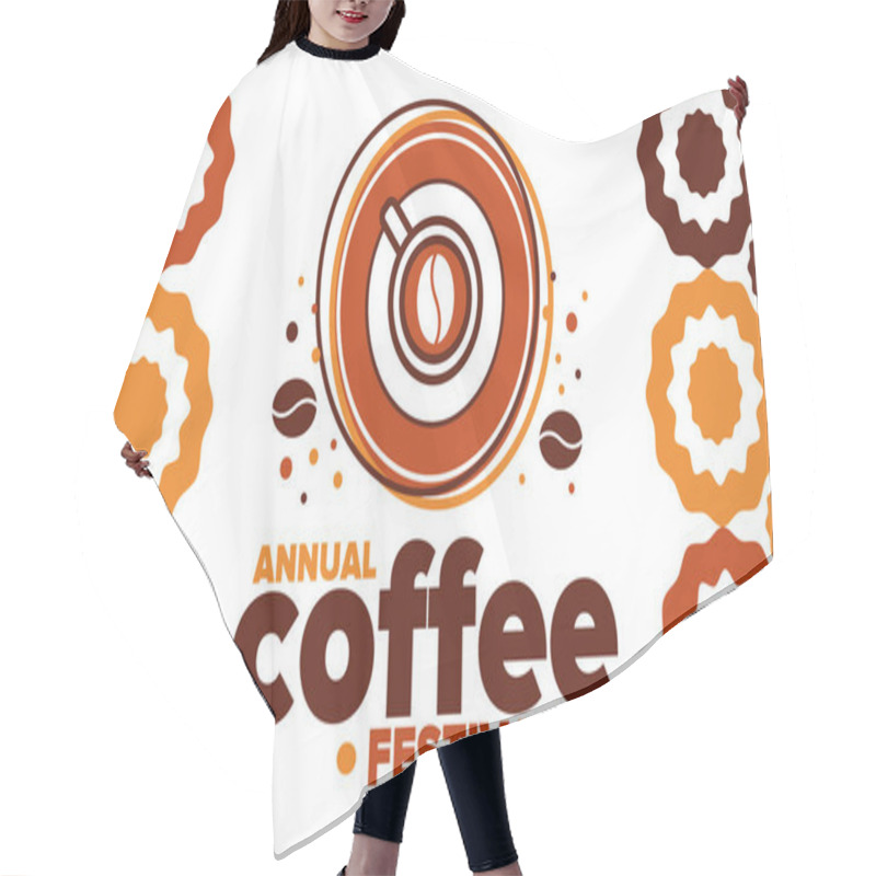 Personality  Coffee Festival. For Coffee Lovers. Event For Professionals In The Coffee Industry. Cafes, Restaurants And Coffee Roasters. Trainings For Baristas From Staff Schools. Creative Illustration. Vector Hair Cutting Cape