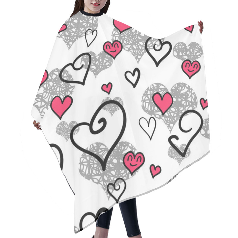 Personality  Romantic Seamless Pattern With Hearts Hair Cutting Cape