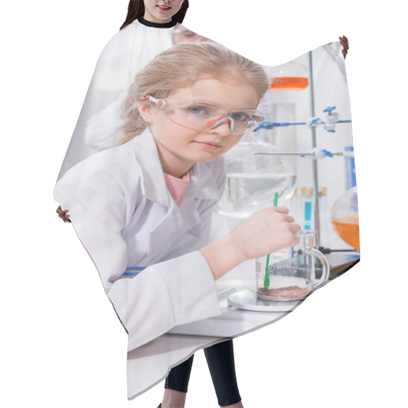 Personality  Teacher And Student In Lab Hair Cutting Cape