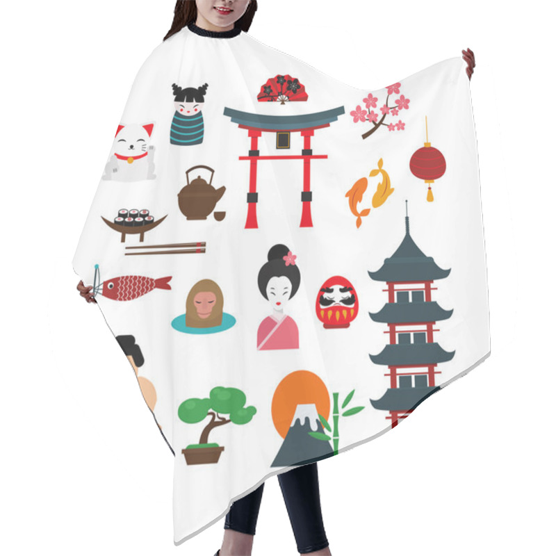 Personality  Chinese Traditional Culture Lanterns And Objects Vector Illustration. Hair Cutting Cape