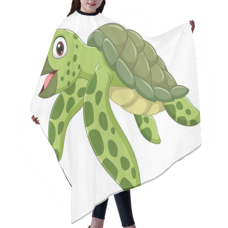 Personality  Vector Illustration Of Cartoon Sea Turtle Isolated On White Background Hair Cutting Cape