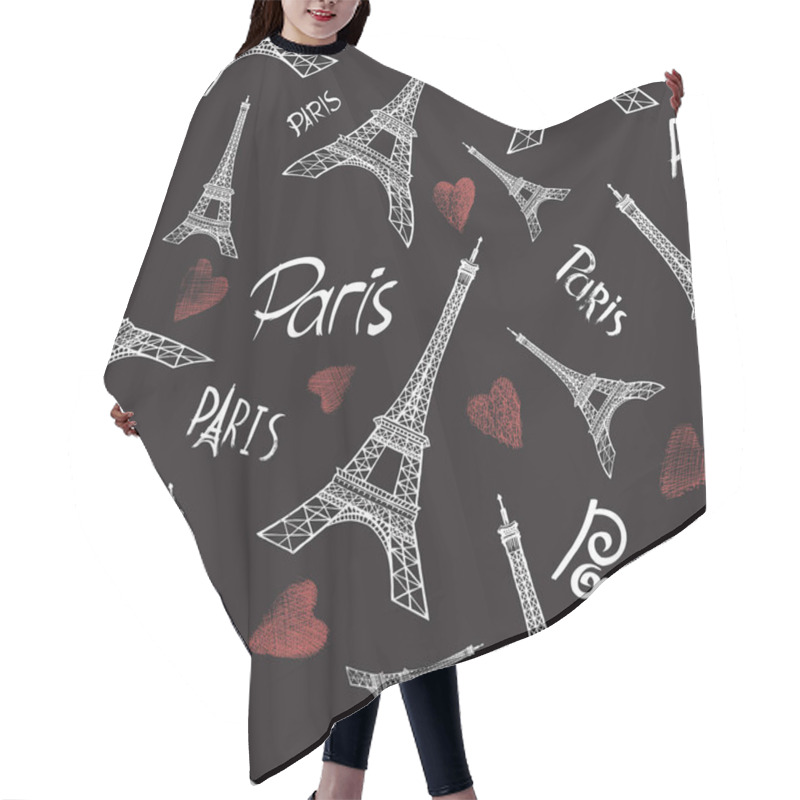 Personality  Seamless Background With Eiffel Tower Hair Cutting Cape