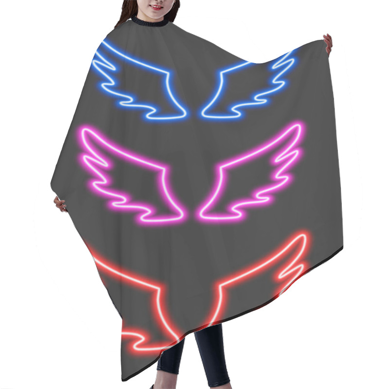 Personality  Set With Blue, Purple And Red Neon Wings For Your Design Hair Cutting Cape