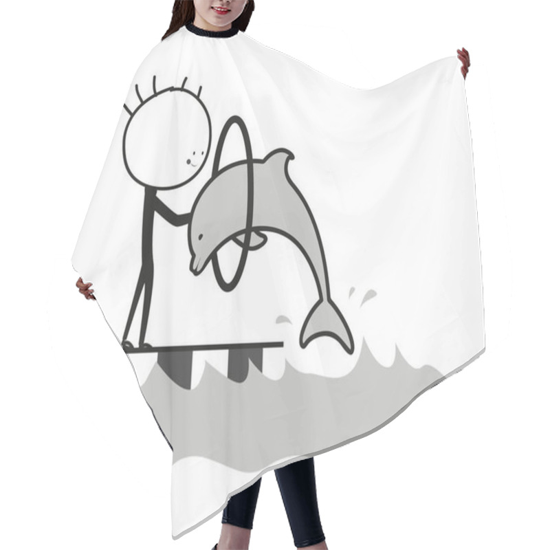 Personality  Doodle Water Circus Dolphin Hair Cutting Cape