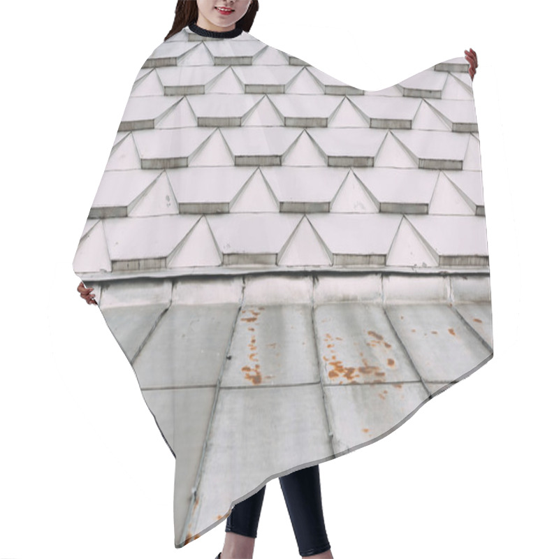 Personality  Geometric Pattern On Metal Roof Of Building Hair Cutting Cape