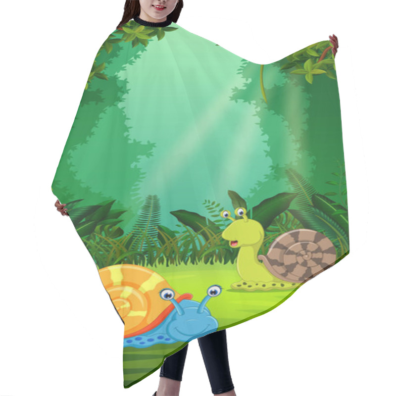 Personality  Snail In The Clear And Green Forest Hair Cutting Cape