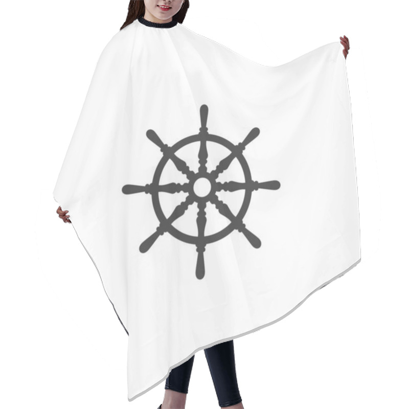 Personality  Ship And Boat Helm Steering Wheel And Illustration Logo Symbol. Hair Cutting Cape