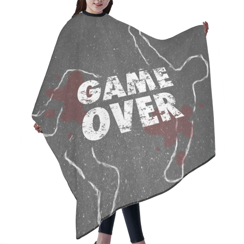 Personality  Game Over Body Chalk Outline Dead Person Hair Cutting Cape