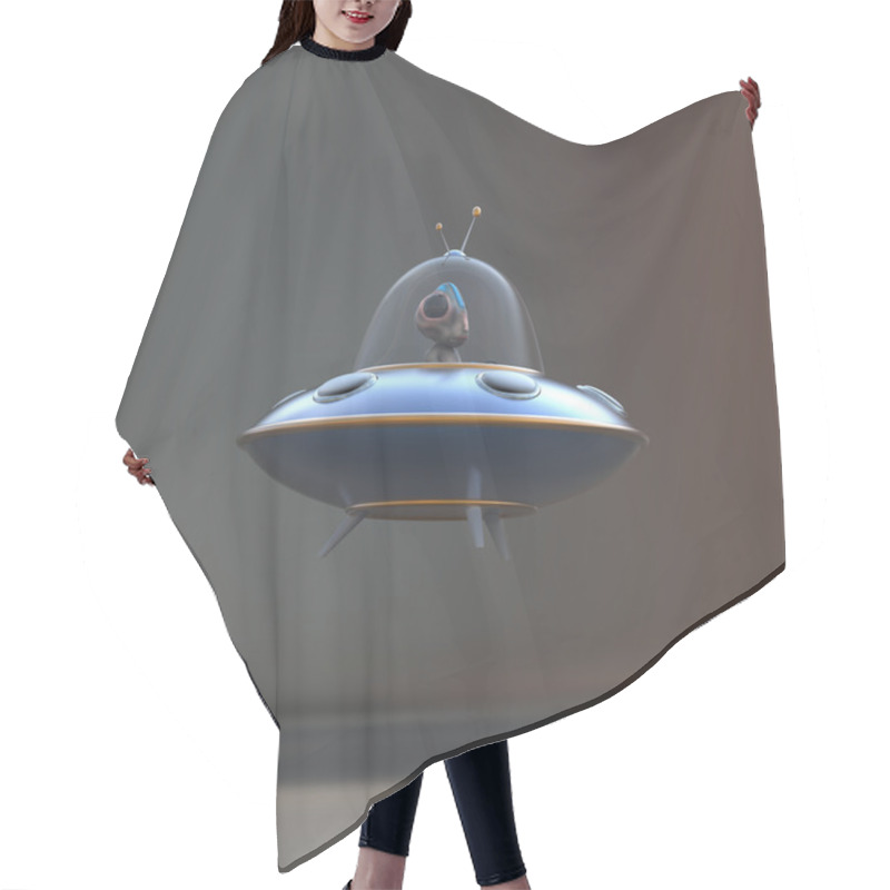 Personality  Cartoon Alien In UFO Hair Cutting Cape