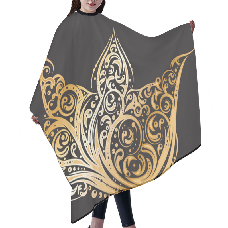 Personality  Golden Ornated Crown Hair Cutting Cape