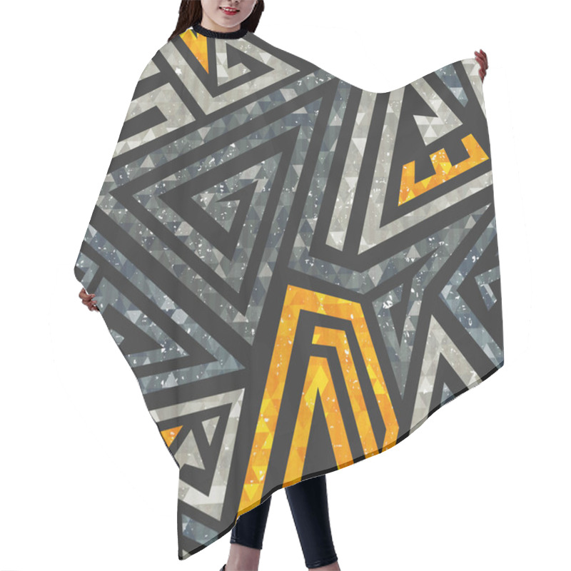 Personality  Grunge Maze Seamless Pattern. Hair Cutting Cape