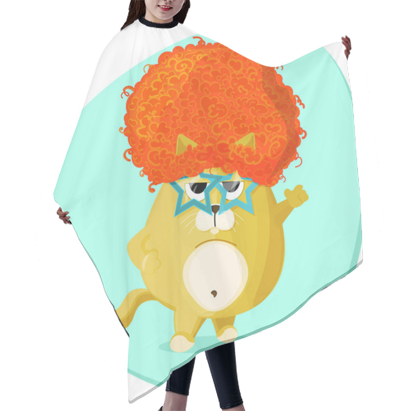 Personality  Disco Cat.Flat Illustration Hair Cutting Cape