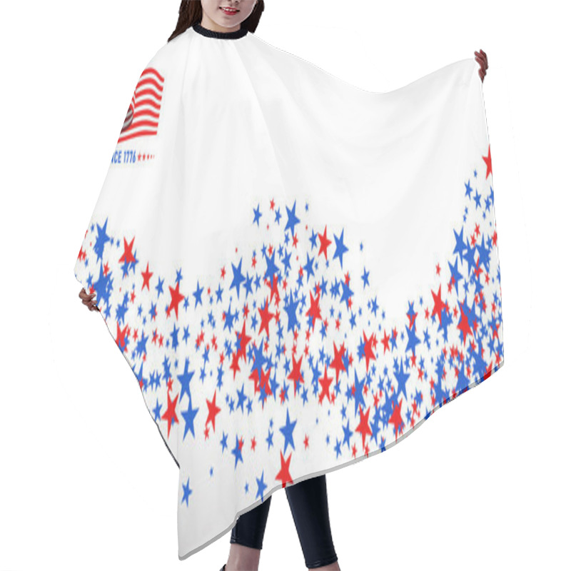 Personality  American Independence Day Stars Background. 4th Of July Stardust Scattered. Red Blue Star Confetti In USA Flag Color For Independence Day. Vector USA Flag Colors. Flying Star Sparkles American Symbols Hair Cutting Cape