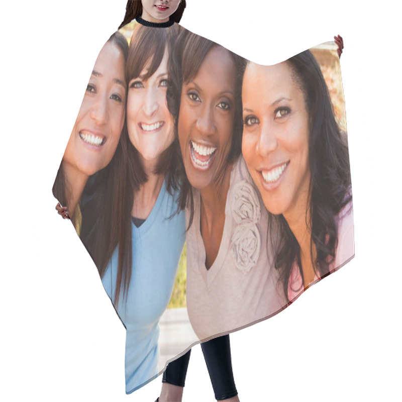 Personality  Diverse Group Of Women Talking And Laughing. Hair Cutting Cape