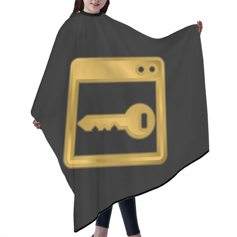 Personality  Blank Window With Key Gold Plated Metalic Icon Or Logo Vector Hair Cutting Cape