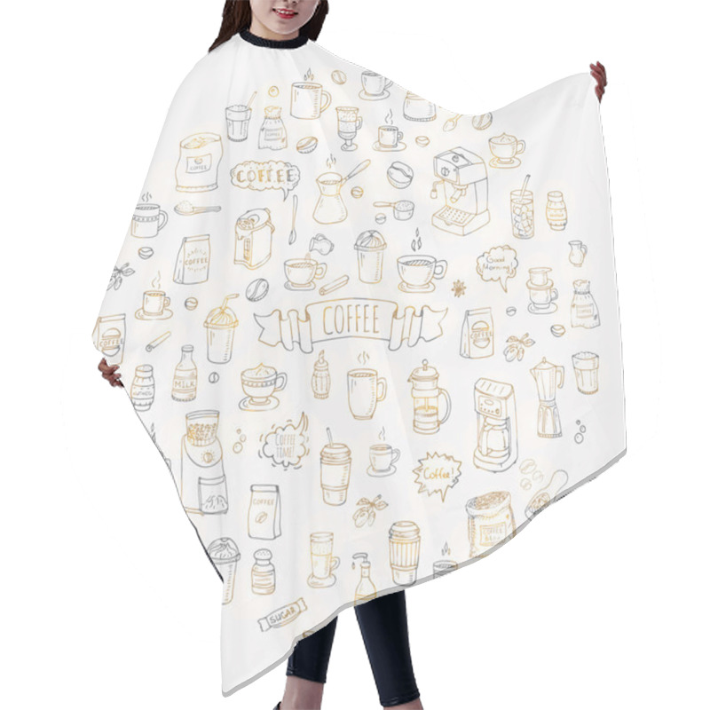 Personality  Coffee Icons Set Hair Cutting Cape