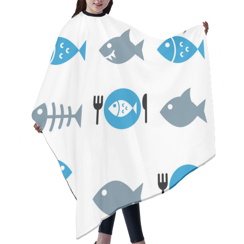 Personality  Fish, Fish On Plate, Skeleton Vector Icons Hair Cutting Cape