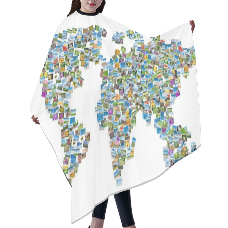 Personality  World Map Made Of Nature Photos Hair Cutting Cape