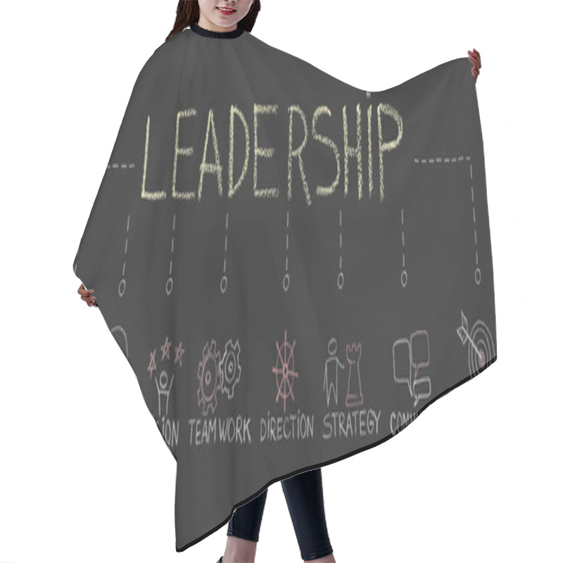 Personality  Word Leadership With Inportant Components On Chalkboard Hair Cutting Cape