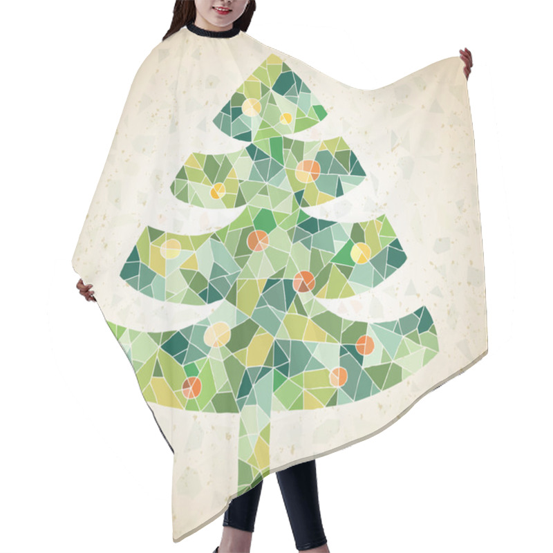 Personality  Grunge Mosaic Christmas Tree Greeting Card Hair Cutting Cape