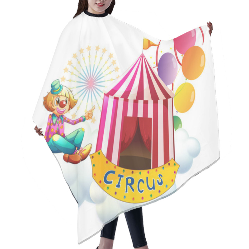 Personality  A Clown Beside A Circus Tent With Balloons Hair Cutting Cape