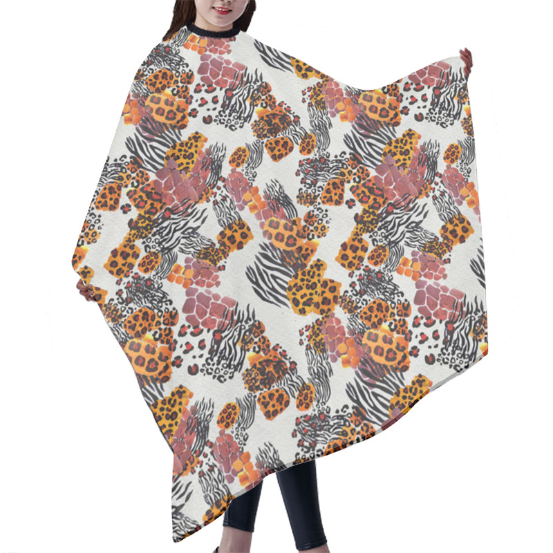 Personality  Animal Mix Print Seamless Pattern. Abstract Background Hair Cutting Cape