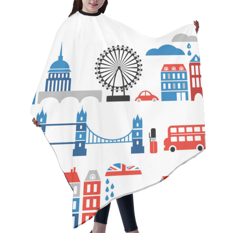 Personality  Vector Illustration Of London Landmarks Hair Cutting Cape