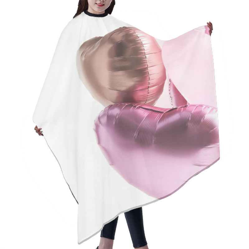 Personality  Heart-shaped Pink And Golden Festive Air Balloons Isolated On White  Hair Cutting Cape