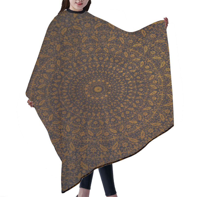 Personality  Damask  Floral Golden Round Pattern With Oriental Elements. Abstract Traditional Ornament Hair Cutting Cape