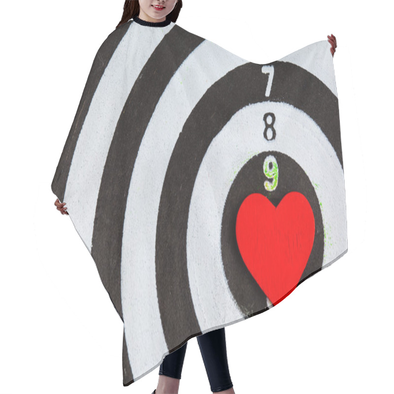 Personality  Closeup Black White Target With Heart Bullseye As Love Background Hair Cutting Cape