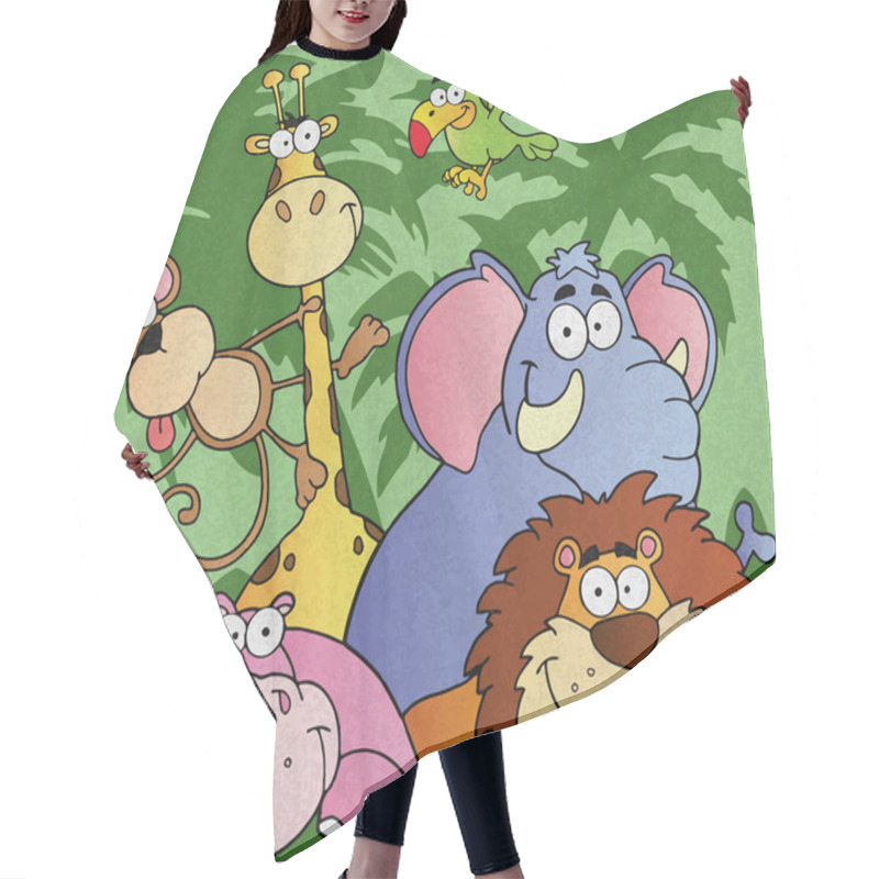 Personality  Cartoon Jungle Animals Hair Cutting Cape