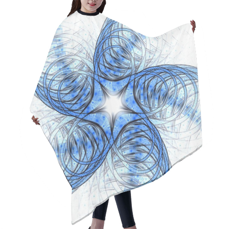 Personality  Blue Light Fractal Lines, Digital Artwork Hair Cutting Cape