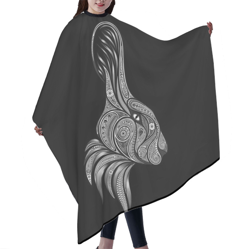 Personality  Abstract Vector Silhouette Of The Rabbit On Black Background Hair Cutting Cape