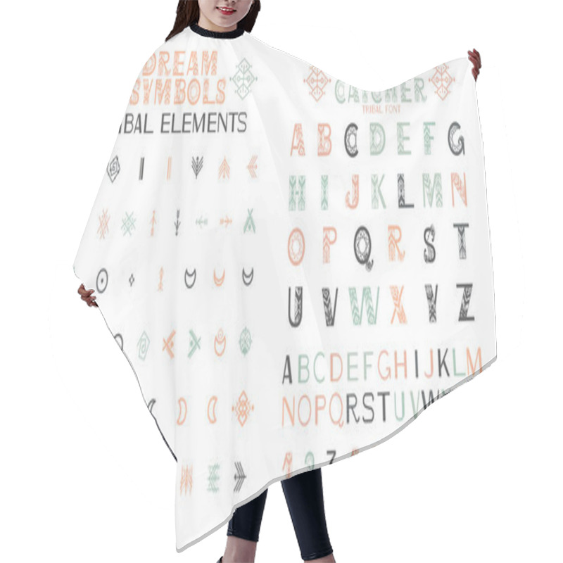 Personality  Tribal Alphabet And Ornaments. Hair Cutting Cape