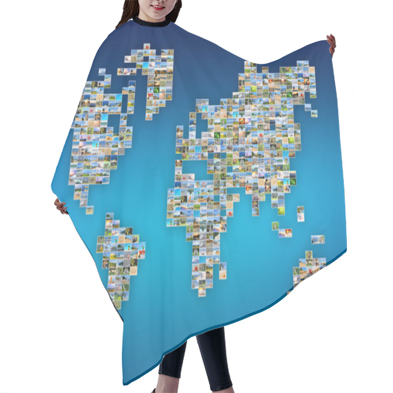 Personality  World Map With Photos Hair Cutting Cape