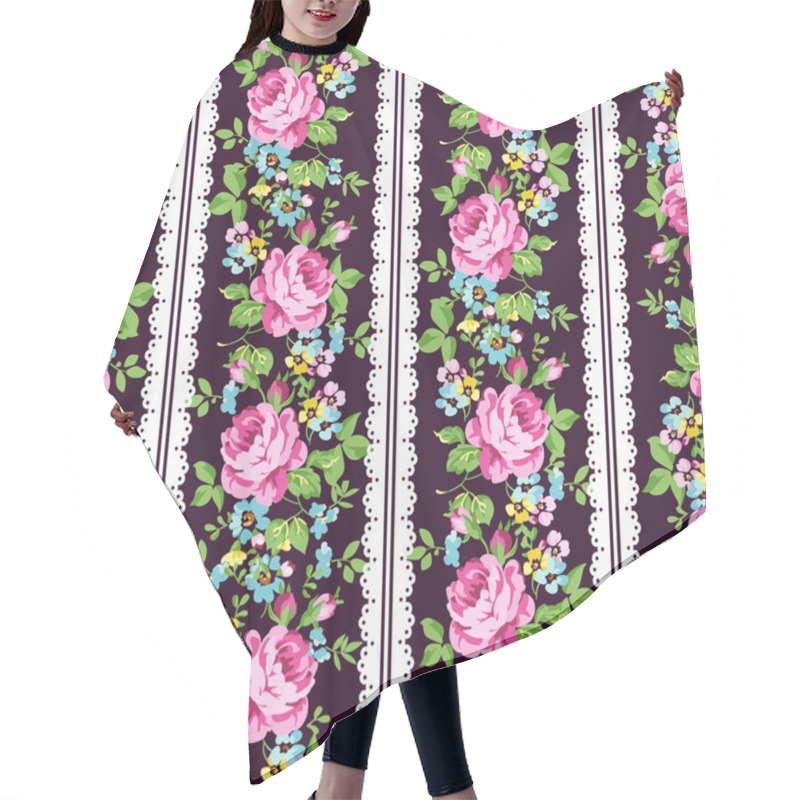 Personality  Seamless Floral Pattern With Pink Roses, Forget-me-not And Lace Hair Cutting Cape