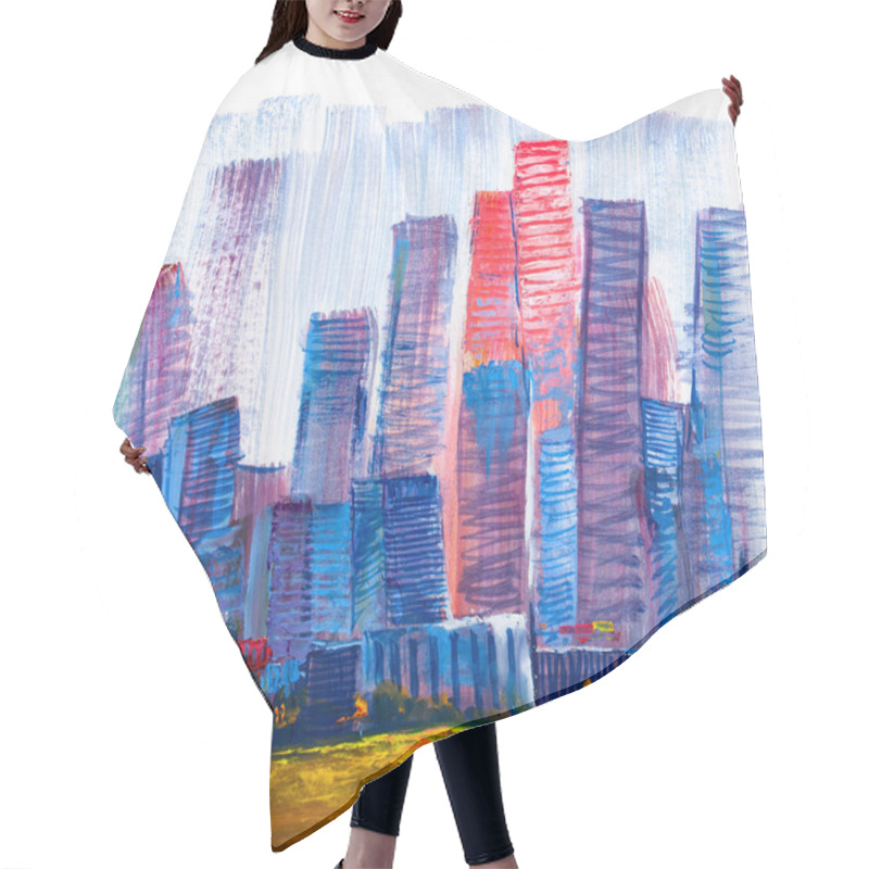 Personality  Abstract Painting Of Urban Skyscrapers. Hair Cutting Cape