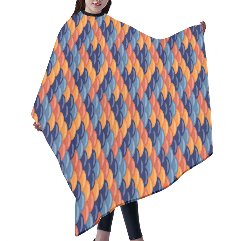 Personality  Vibrant, Overlapping Circles In Blue, Orange, And Red Create A Captivating, Seamless Pattern. Ideal For Website Backgrounds, Textile Designs, Or Any Project Needing A Bold, Geometric Aesthetic. Hair Cutting Cape