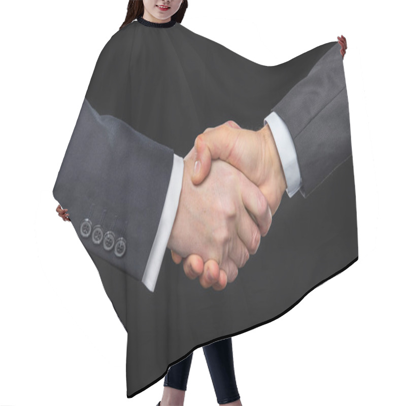 Personality  Businespeople Shaking Hands Hair Cutting Cape