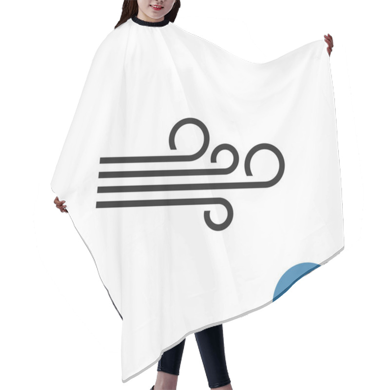 Personality  Wind icon. Simple black linear style. hair cutting cape