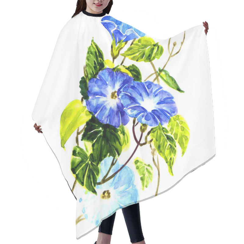 Personality  Sky Blue Morning Glory Isolated Hair Cutting Cape